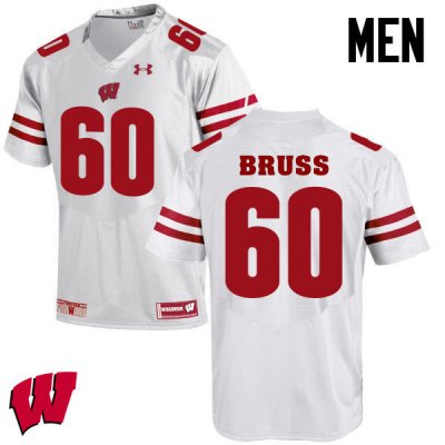 Men's Wisconsin Badgers NCAA #60 Logan Bruss White Authentic Under Armour Stitched College Football Jersey CO31W85PI
